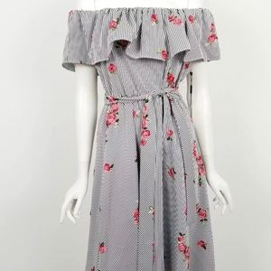 Calvin Klein stripped rose off the shoulder dress